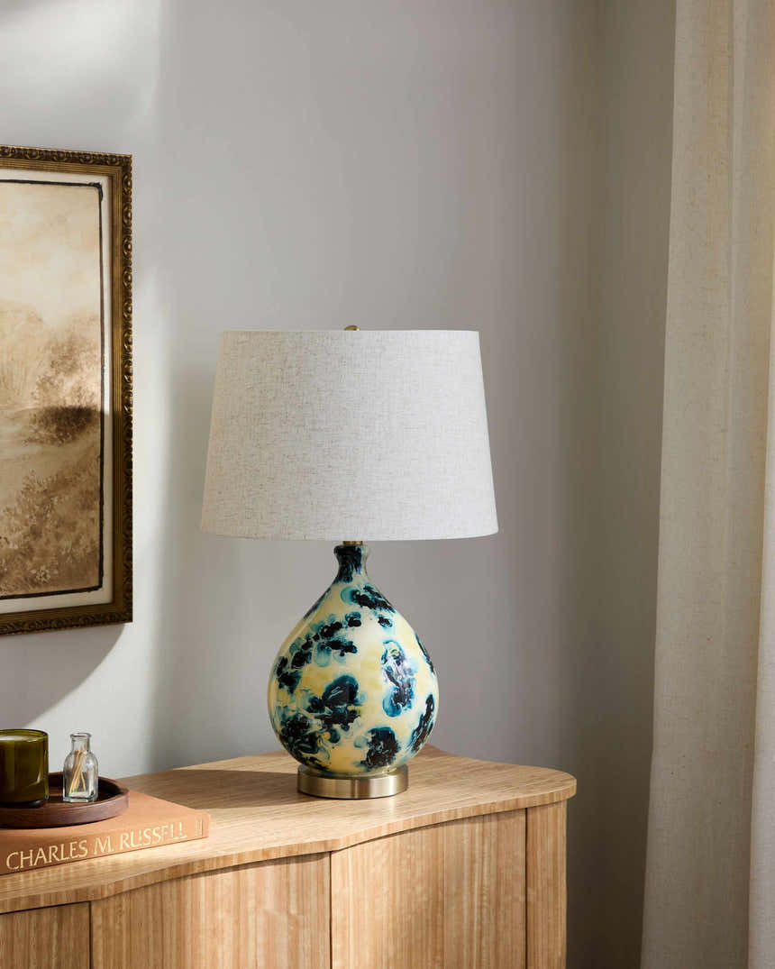 Metallic - Brass Traditional Table Lamp with linen details for bedside or console tables