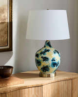 Muted Deep Teal Traditional Table Lamp with linen details for bedside or console tables