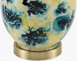 Soft Deep Teal Traditional Table Lamp with linen details for bedside or console tables
