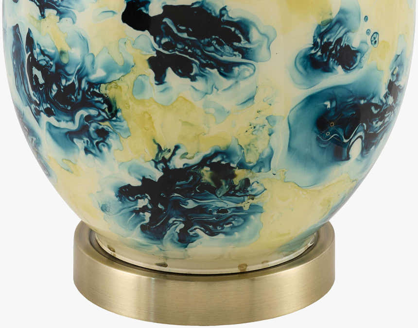 Soft Deep Teal Traditional Table Lamp with linen details for bedside or console tables