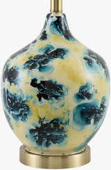 Soft Deep Teal Traditional Table Lamp with linen details for bedside or console tables