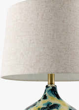 Soft Deep Teal Traditional Table Lamp with linen details for bedside or console tables