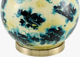 Warm Deep Teal Traditional Table Lamp with linen details for bedside or console tables