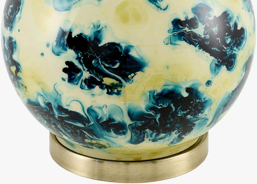Warm Deep Teal Traditional Table Lamp with linen details for bedside or console tables