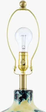 Warm Deep Teal Traditional Table Lamp with linen details for bedside or console tables