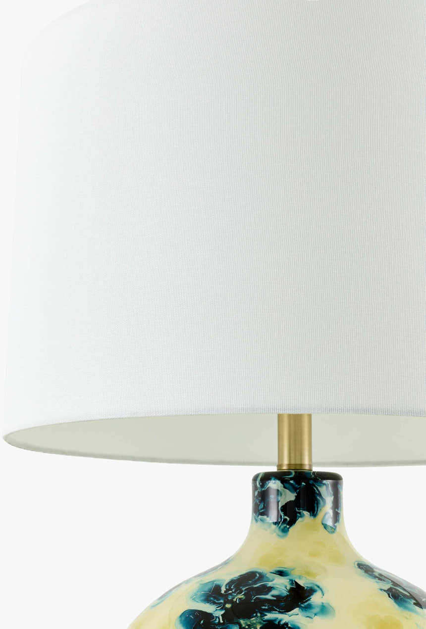 Warm Deep Teal Traditional Table Lamp with linen details for bedside or console tables