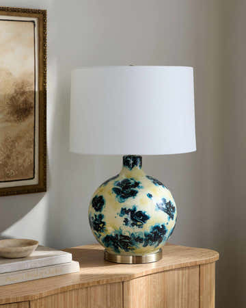 Warm Deep Teal Traditional Table Lamp with linen details for bedside or console tables