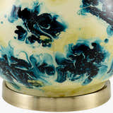 Cool Deep Teal Traditional Table Lamp with linen details for bedside or console tables