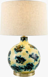 Cool Deep Teal Traditional Table Lamp with linen details for bedside or console tables