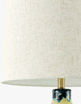 Cool Deep Teal Traditional Table Lamp with linen details for bedside or console tables