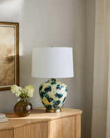 Marbled Yellow & Teal Ceramic Table Lamp