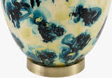 Bright Deep Teal Traditional Table Lamp with linen details for bedside or console tables