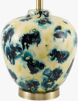 Bright Deep Teal Traditional Table Lamp with linen details for bedside or console tables