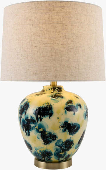 Bright Deep Teal Traditional Table Lamp with linen details for bedside or console tables