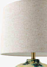 Bright Deep Teal Traditional Table Lamp with linen details for bedside or console tables
