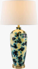 Deep Deep Teal Traditional Table Lamp with linen details for bedside or console tables