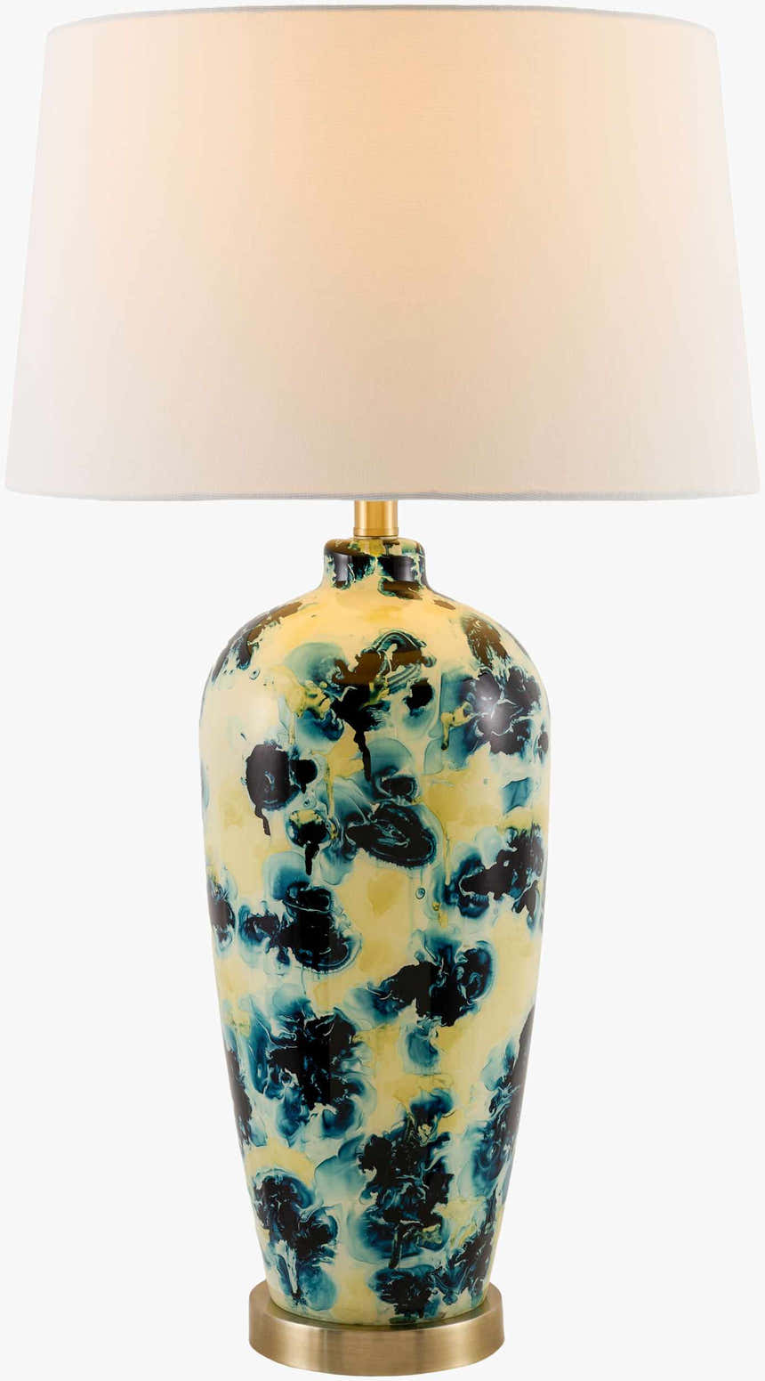 Deep Deep Teal Traditional Table Lamp with linen details for bedside or console tables