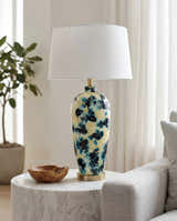 Deep Deep Teal Traditional Table Lamp with linen details for bedside or console tables