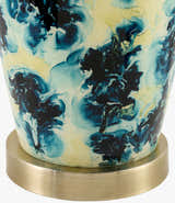 Rich Deep Teal Traditional Table Lamp with linen details for bedside or console tables