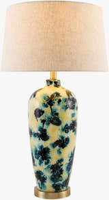 Rich Deep Teal Traditional Table Lamp with linen details for bedside or console tables