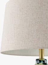 Rich Deep Teal Traditional Table Lamp with linen details for bedside or console tables