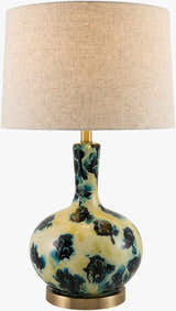 Peach Traditional Table Lamp with linen details for bedside or console tables