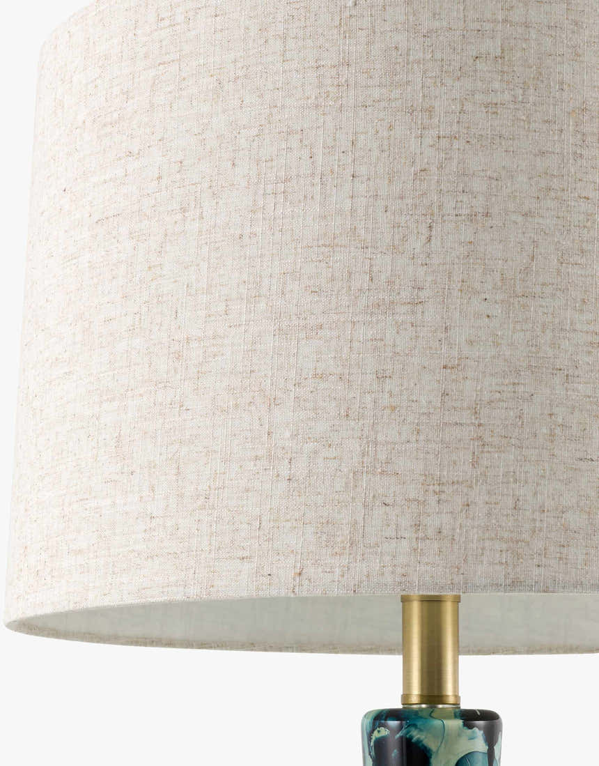 Peach Traditional Table Lamp with linen details for bedside or console tables