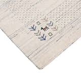 Solid Ivory Border Patterns Hand Loomed Wool Area Rug