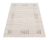 Solid Ivory Border Patterns Hand Loomed Wool Area Rug