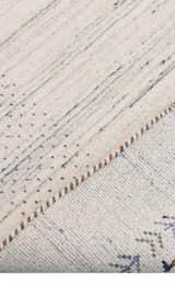 Solid Ivory Border Patterns Hand Loomed Wool Area Rug