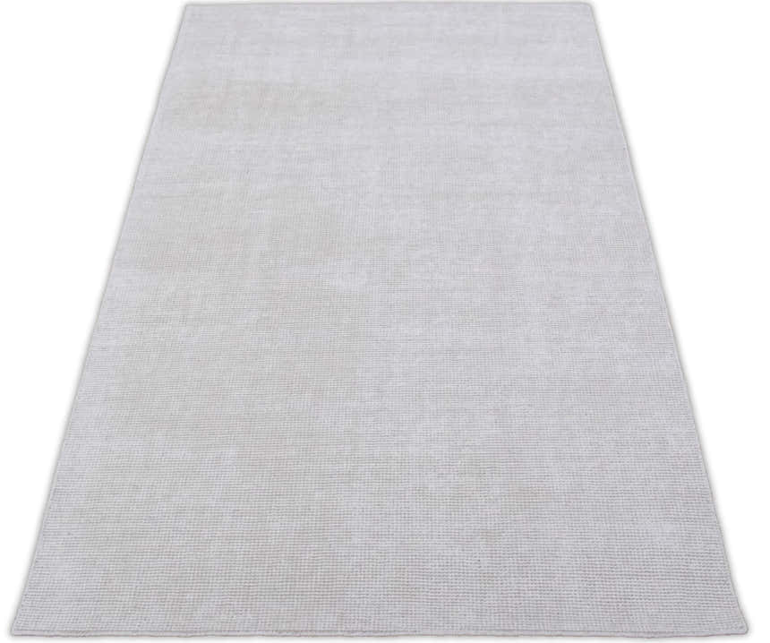 Modern Solid White Hand Made Textured Wool Area Rug