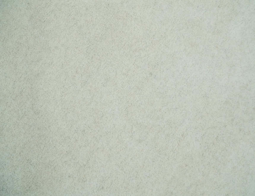 Custom Made Modern Solid Ivory Hand Tufted Wool Rug