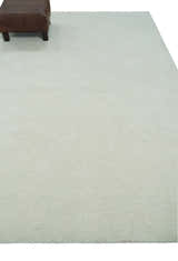 Custom Made Modern Solid Ivory Hand Tufted Wool Rug
