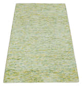 Custom Made Solid Moss Green Ivory and Gold Abstract Hand Tufted Natural Wool Area Rug