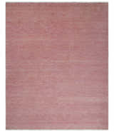 Solid Pink Custom Made Modern Contemporary Hand knotted wool Area Rug