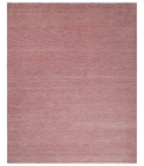 Solid Pink Custom Made Modern Contemporary Hand knotted wool Area Rug
