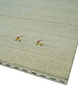 Solid Plain Beige and Charcoal Hand loom Multi size wool area Rug