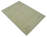 Solid Plain Beige and Charcoal Hand loom Multi size wool area Rug