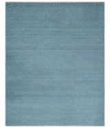 Solid Plane Blue Custom Made Modern Hand knotted wool Area Rug