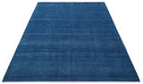 Solid Plane Blue Hand knotted Contemporary Custom Made wool Area Rug
