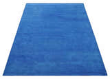Custom made solid Blue Woolen Hand Tufted contemporary area Rug