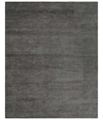 Solid Charcoal Woolen Hand Tufted contemporary area Rug