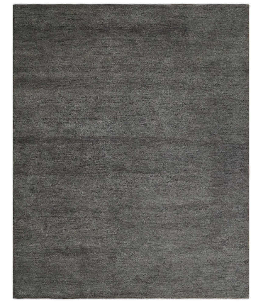Solid Charcoal Woolen Hand Tufted contemporary area Rug