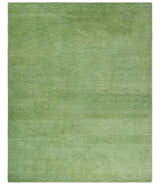 Custom Made solid Green Woolen Hand Tufted contemporary area Rug
