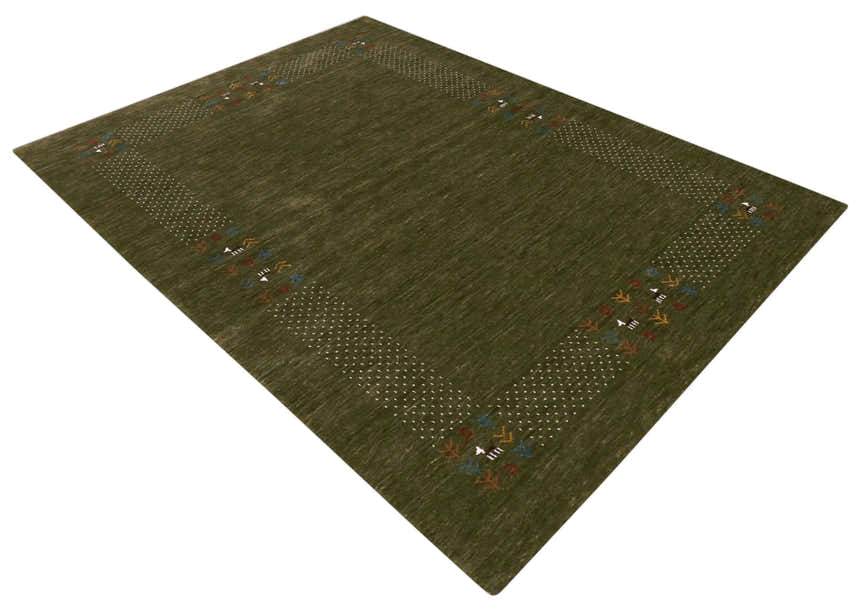 Solid with Border Patterns Hand Loomed Wool Area Rug