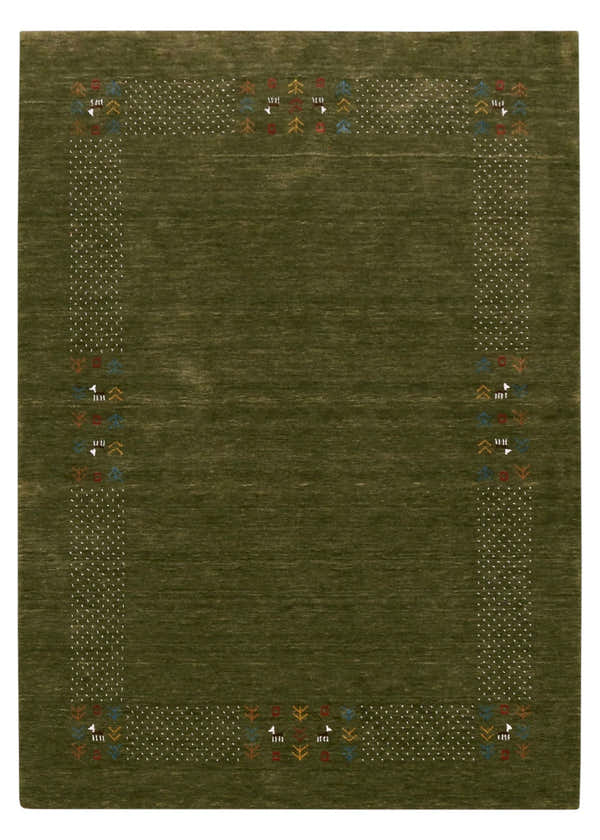 Solid with Border Patterns Hand Loomed Wool Area Rug
