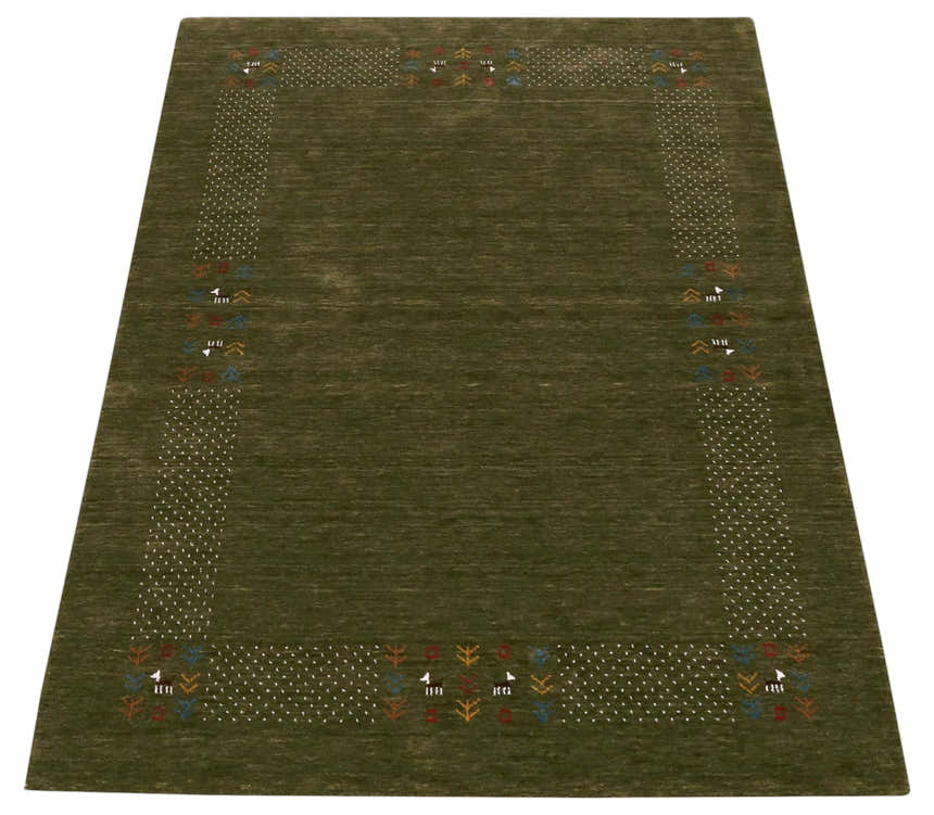 Solid with Border Patterns Hand Loomed Wool Area Rug