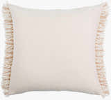 Padrin Tan Fringed Textured Stripe Updated Traditional Cotton Accent Pillow - Clearance