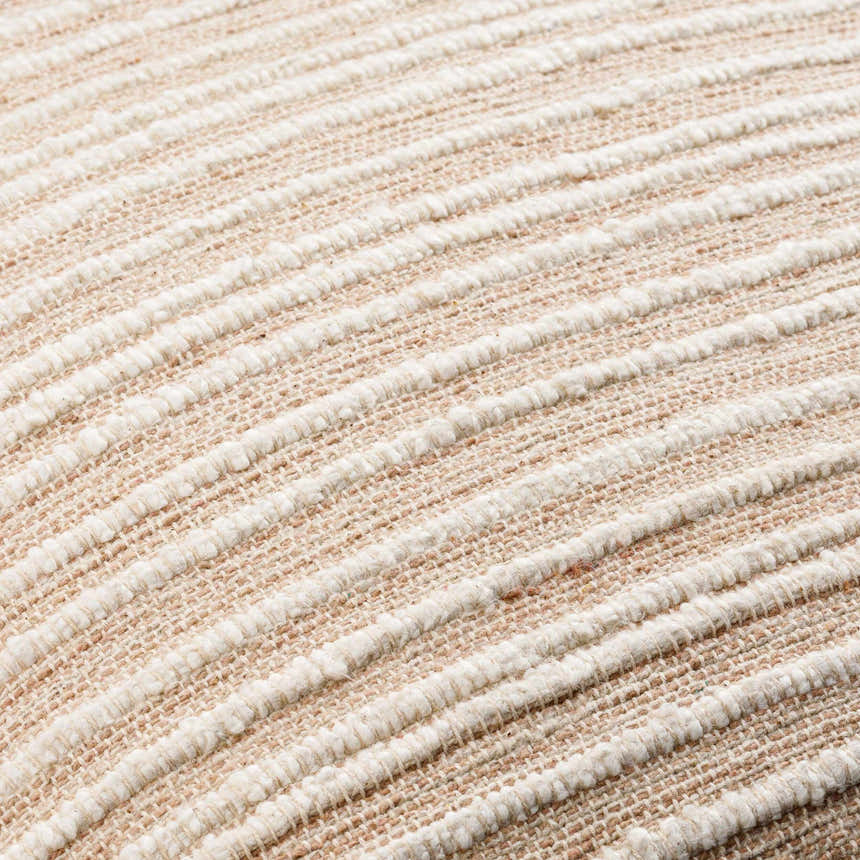 Padrin Tan Fringed Textured Stripe Updated Traditional Cotton Accent Pillow - Clearance