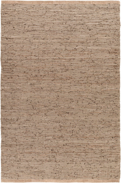 Aneko Khaki Handwoven Leather Rag Carpet